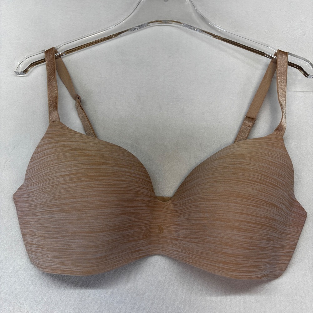 Victoria's Secret Wireless Bra Women 38D Tan Heathered Space Dye Shimmer Straps